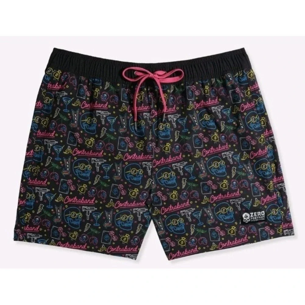 New Zero Foxtrot Swim Boardshorts Trunks Men XL Surf Beach Military Grunge Skull